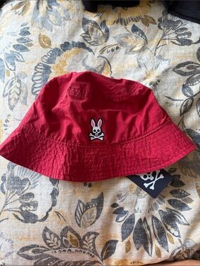 Psycho Bunny Red Bucket Hat
